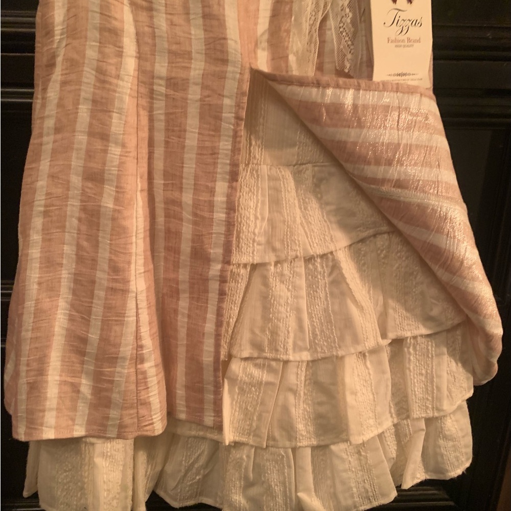 Striped Pink and White Kids Casual Dress - Picture 4 of 4